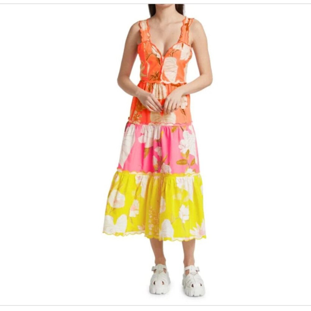 BNWT Farm Rio Mixed Neon Garden Midi Dress
